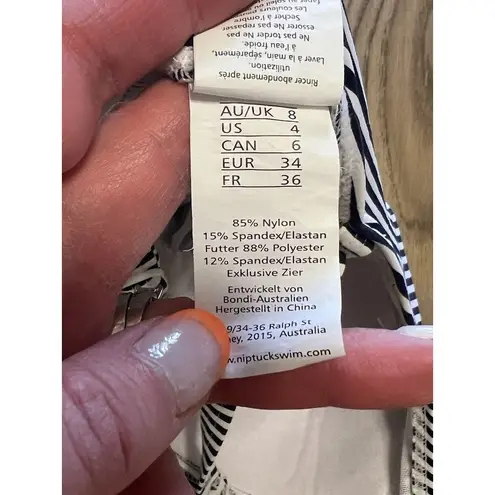 Nip Tuck Swim Navy & White One Piece Multi Fit Cup Bathing Suit USA Size 4