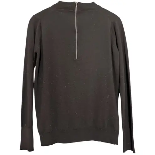 John Smedley For Hooper 1960s Women’s 16 L Black Wool Knit Half Zip Back Sweater Size L