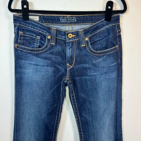 Big star  Womens Casey Jeans Dark Blue Distressed Denim Ultra Low Rise Sz 28 Long
