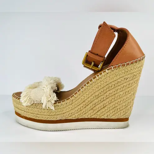 See By Chloe Glyn Ankle Strap Espadrille CHLOÉ Wedge Tartan Sandals US 10 EU 40