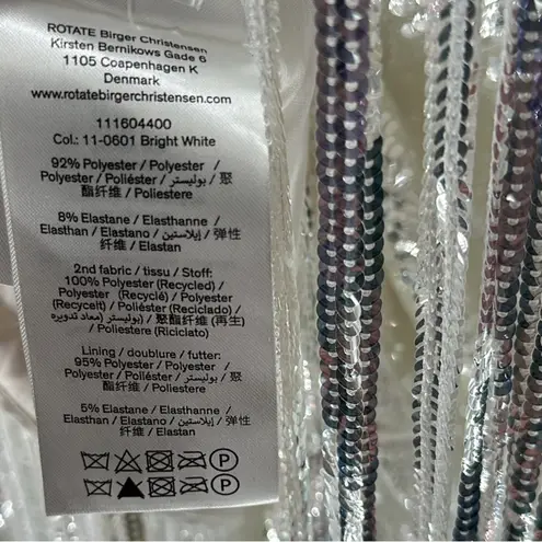 Rotate Birger Christensen Sequin Metallic Fringe Sleeveless Dress Silver Size 10