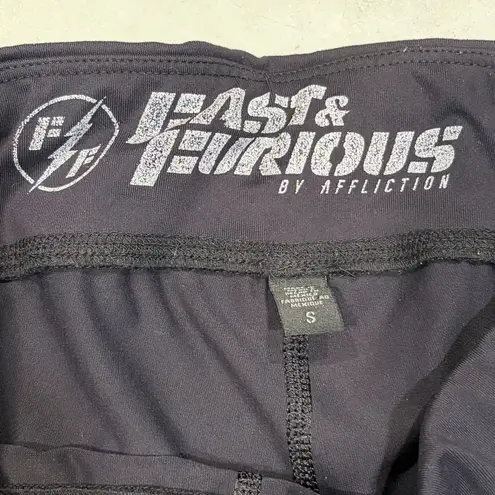 Affliction Fast & Furious Black Roman Graphic Leggings Tights Pants size Small