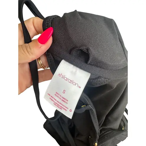 XHILIRATION Black Bow High Cut One Piece Bathing Suit Size Small