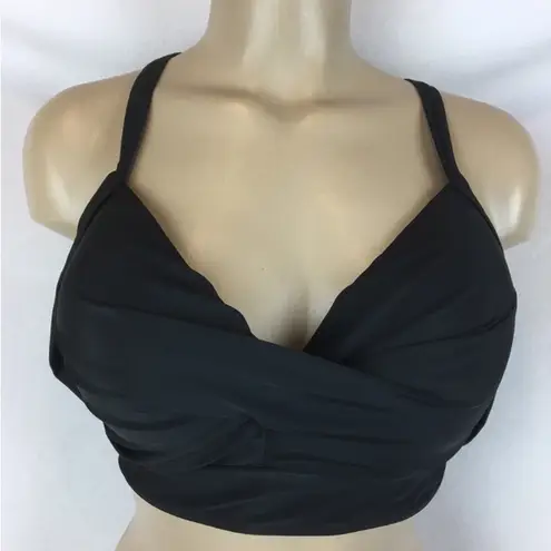 Black Drape Bra Support Cup Bikini Top XXL