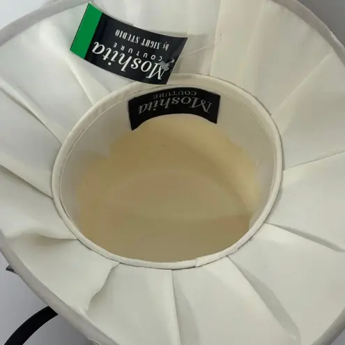 Moshita Couture by Night Studio White & Black Lace Embellished Church Dress Hat