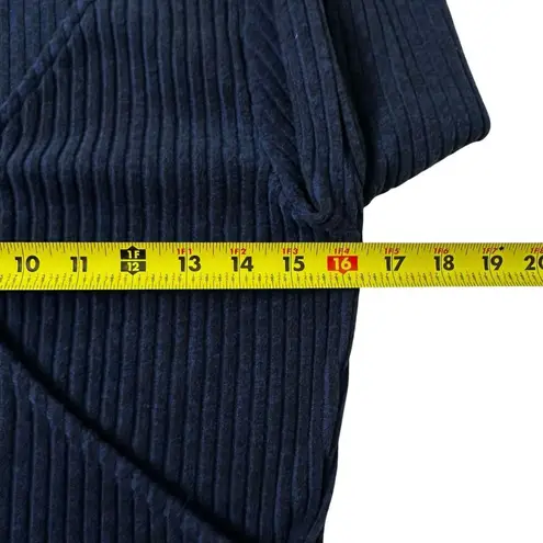 Saint + Sofia Blue Ribbed Knit Victory Wrap Blouse Women Size 6 | 68