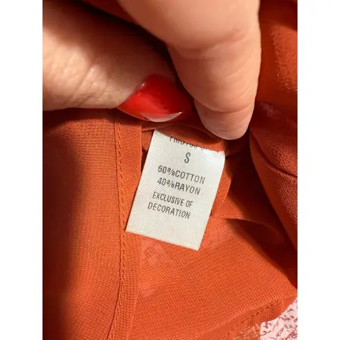 THML Red Pink Dot Print Ruffle Sleeve Dress Size S