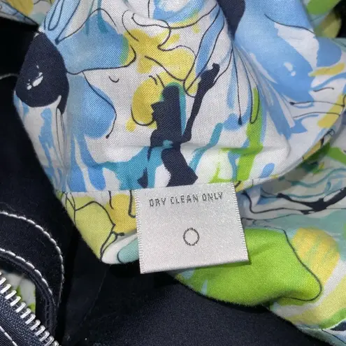 Nine & Co. Navy Blue White Stitching No Collar Tailored Sporty Jacket 8