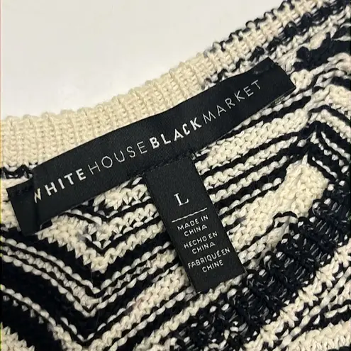 White House | Black Market  Cream Black Sleeveless Knitted Layering Sweater- Large