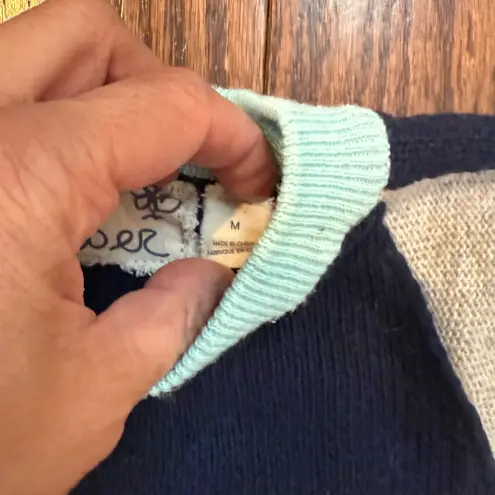 Field Flower by Wendi Reed Colorblock Raglan Sweater – Medium Blue