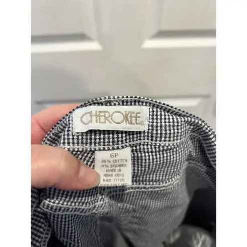 Cherokee  Vintage 90s Gingham Tapered High Waist Pants Stretch Navy‎ Blue Sz 6P