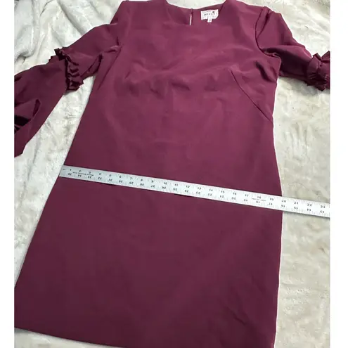 Milly Cady Shift Dress Women's 10 Wine Long Bell Sleeves Short Length Crepe RTR