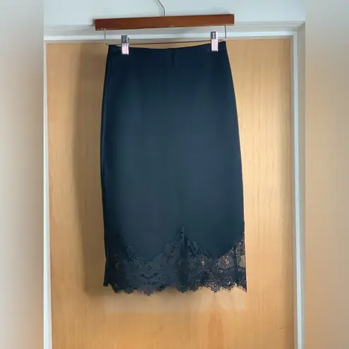 Lulus Elegant Black Lace Hem Skirt. Size