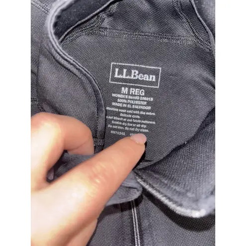 L.L. Bean m Reg 1/4 Zip Lightweight Activewear Top Thumbholes Item 288015 Black Size M