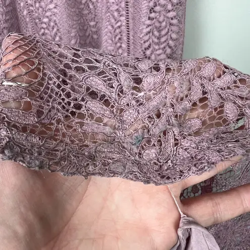 BHLDN Anthropologie Dress XL (M) Mauve Connor Lace Maxi Bridesmaid Evening Train