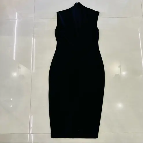 Nookie MANHATTAN HIGH NECK BLACK CUT OUT MIDI BODYCON DRESS SUPER SEXY RARE