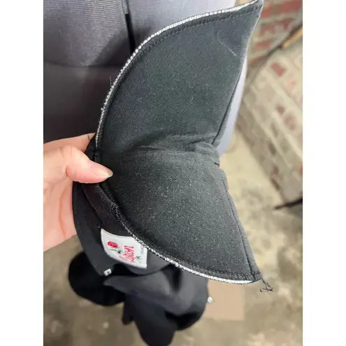 Blouse black sequin hem cuffs shoulder pads 1980s glam Size XL