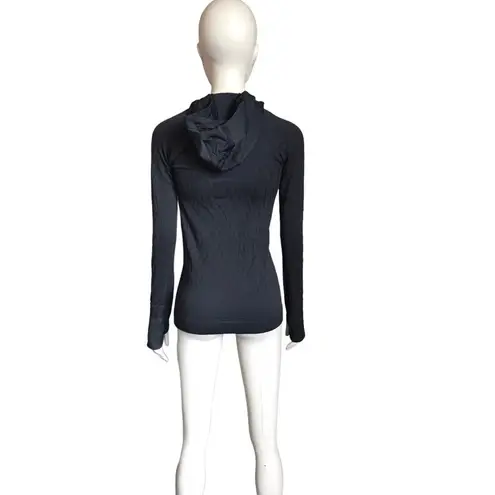 Lululemon  Black Textured Hooded Long Sleeve Top