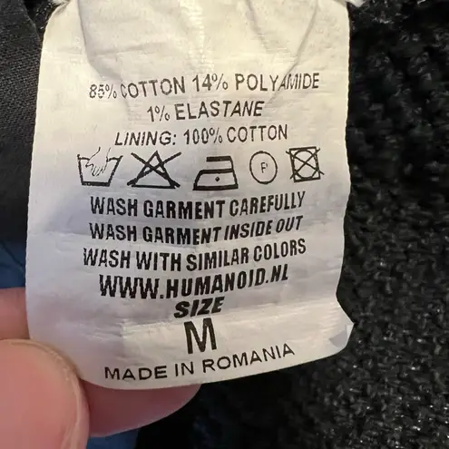 Humanoid Womens Jacket Black Textured Minimalist Cotton Indie Office Medium