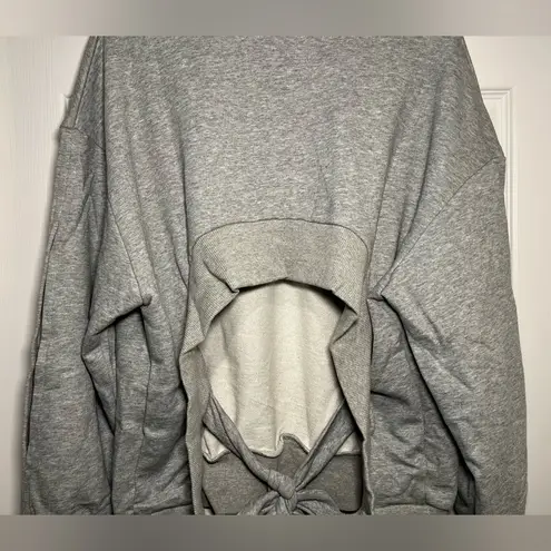 Anthropologie EVIDNT Size Large Gray Open Cropped Back Tie Sweatshirt