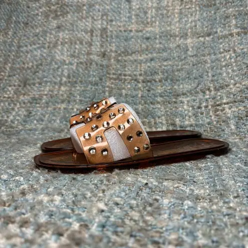 Chinese Laundry  Charli Rhinestone Jelly Slide Sandals in Tan Vinyl/Stone 6 M