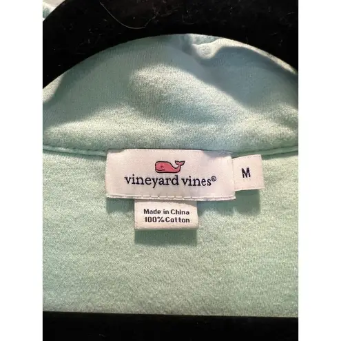 Vineyard Vines  Mint Green with Pink Strip Shoulders 3/4 Zip Shep Shirt Medium