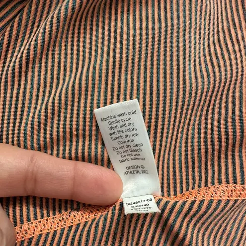 Athleta  Striped Athletic Long Sleeve Top Orange Grey Stripes XS