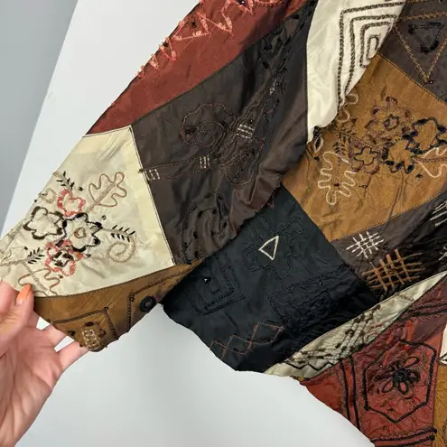 Laura Ashley Vtg Y2K Patchwork Jacket Sz Medium Mixed Media Art to Wear