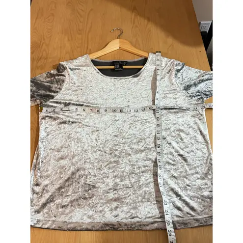 Carole Little Women’s Plus Size Top Silver Crushed Velvet 1X VTG New Years