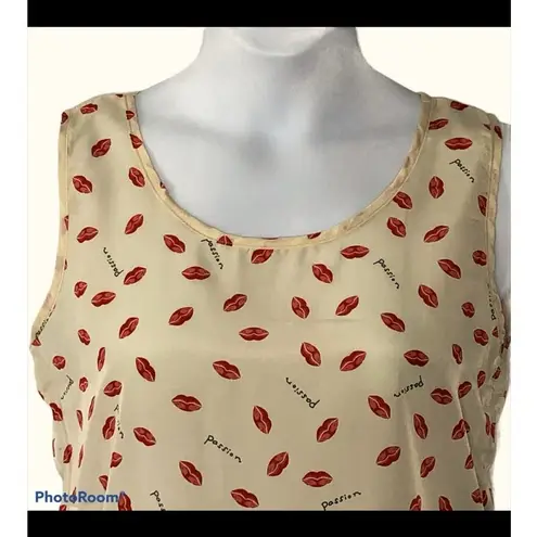 Red Hot Lips "PASSION" Cami Sleeveless Blouse – XL – Whimsical & Feminine