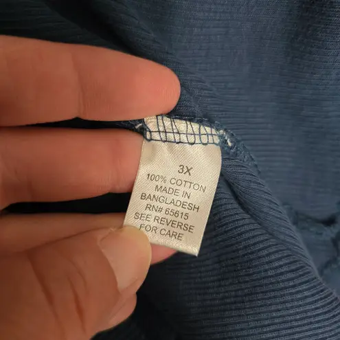 Illusion Y2K Blue Ribbed Knit Top Size 3X Clean Girl Retro Femme