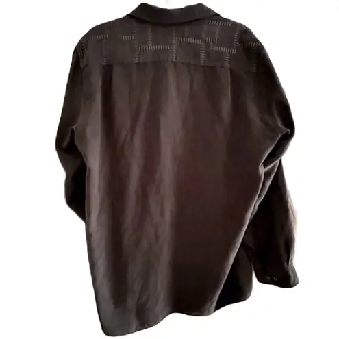 Claiborne Suede Shacket Top Size Large Brown