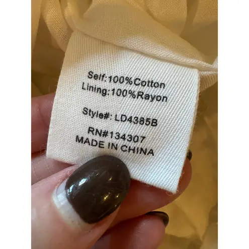 Line and Dot Dress Women Small White Eyelet Charlotte Embroidered Midi NWT Boho