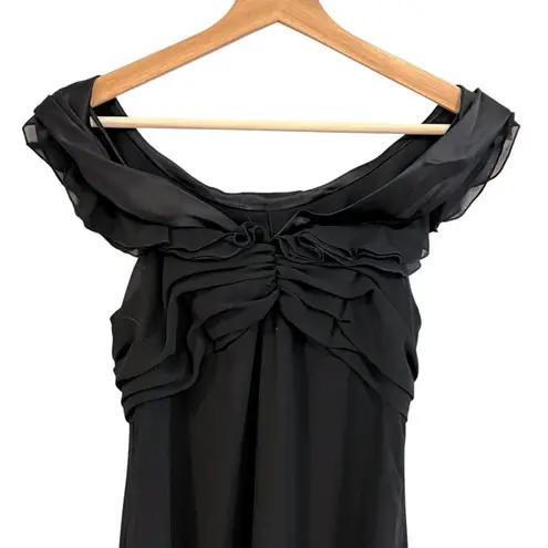 JS Collections Black Ruffle Halter Maxi Dress Sz 4 Cocktail Whimsigoth Prom