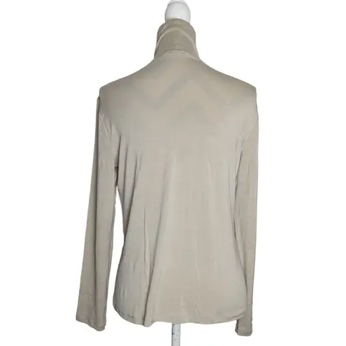 Max Mara Jersey Knit Turtleneck Top Womens XL Taupe Long Sleeve
