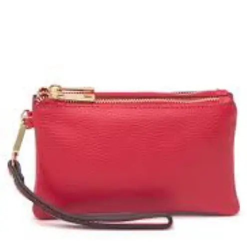 MARKESE Italian Leather Dollaro Clutch Wristlet Wallet Organizer, Red, NWT Red