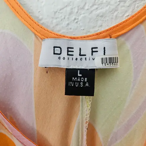 Delfi Collective Donna Multicolor Psychedelic Slip Dress Maxi Size Large Orange