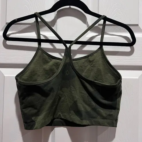Aerie Offline The Hugger Recharge Camo Print Sports Bra Workout Top Medium Gym Green