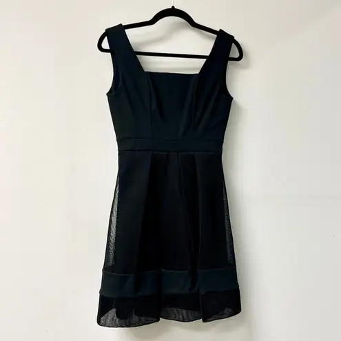 Alexis NWT Rafaello Sleeveless Square Neck Netted Short Dress Black Women's S