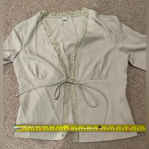 HEY BABE Trending Boho Vintage Cover Top w/Lace Trim, Vintage Cuff Tan