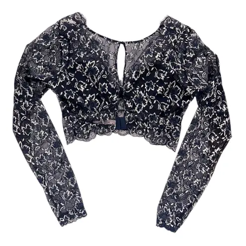 Victoria's Secret Victoria Secret Dream Angels Allure Shimmer Long-Sleeve Bra Longline Navy Large