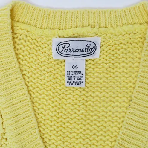 Vintage 70s Parrinello Yellow Cable Knit Sweater Vest Size M