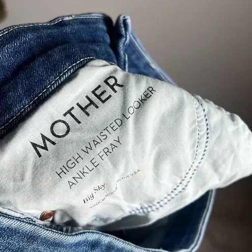 MOTHER HIGH WAISTED LOOKER ANKLE FRAY Big Sky Blue Size 27