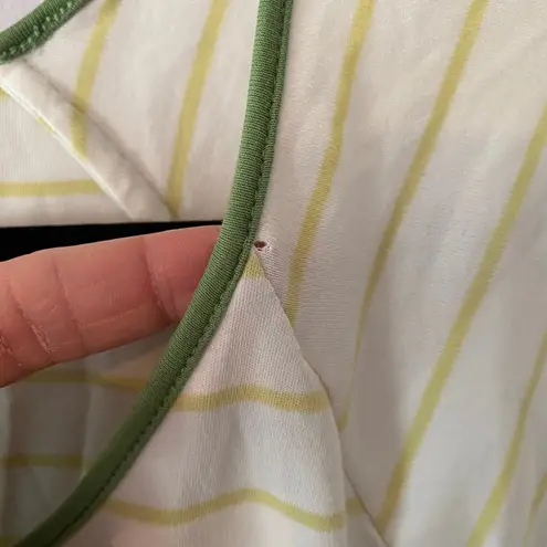 Lake Green Yellow Stripe 3/4 Sleeve 100% Pima Cotton Pajama Shirt Women's Large