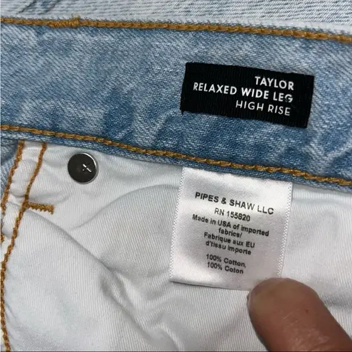 Veronica Beard Taylor Cropped Wide Leg High Waist Raw Hem Jean Pale Stone 27