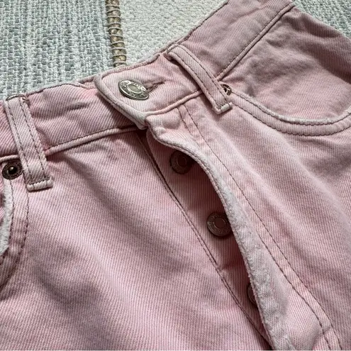 ZARA  Light Pink High Rise Side Slit Button Fly Cut-Off Denim Shorts Women’s 2