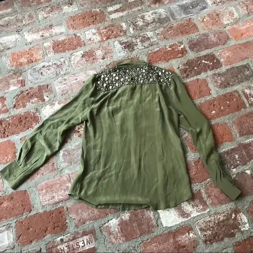 Love Sam Green beaded silk blouse