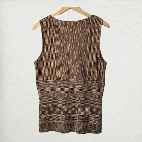 Magaschoni Brown Marbled Texture Silk Knit Blazer Jacket w Tank Neutral Career