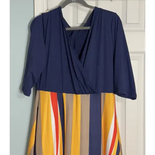 Brand Unknown Maxi Dress, Blue Wrap Top, Striped Skirt, XL