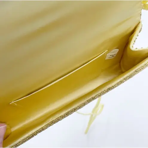 Vintage 80s 90s Gold Yellow Beaded Clutch Shoulder Bag Evening Glam Formal